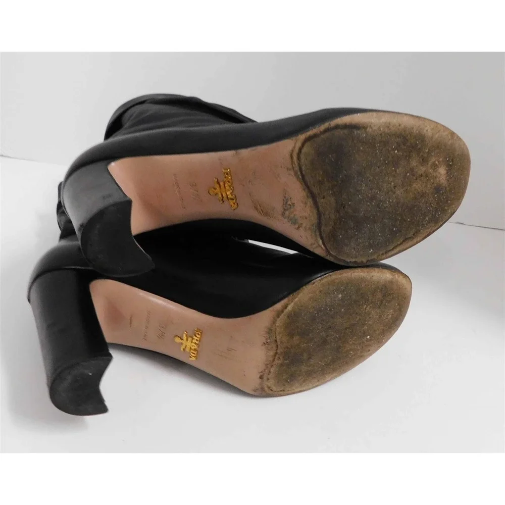 Prada Italy Black Lamb Leather Ankle Boots Italy‎ 37.5 - Picture 7 of 9